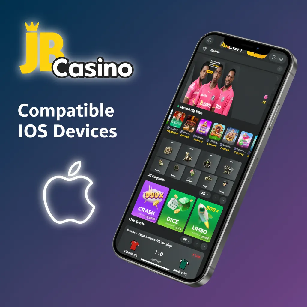 Compatible iOS devices for JB Casino: iPhone X–15 series and iPads running iPadOS 12 or later.
