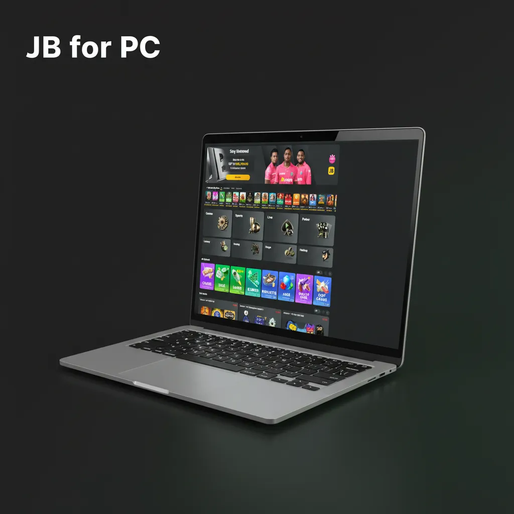 JB for PC: desktop browser access on Windows/macOS with steps to sign in, deposit INR, bookmark, and use full-screen.
