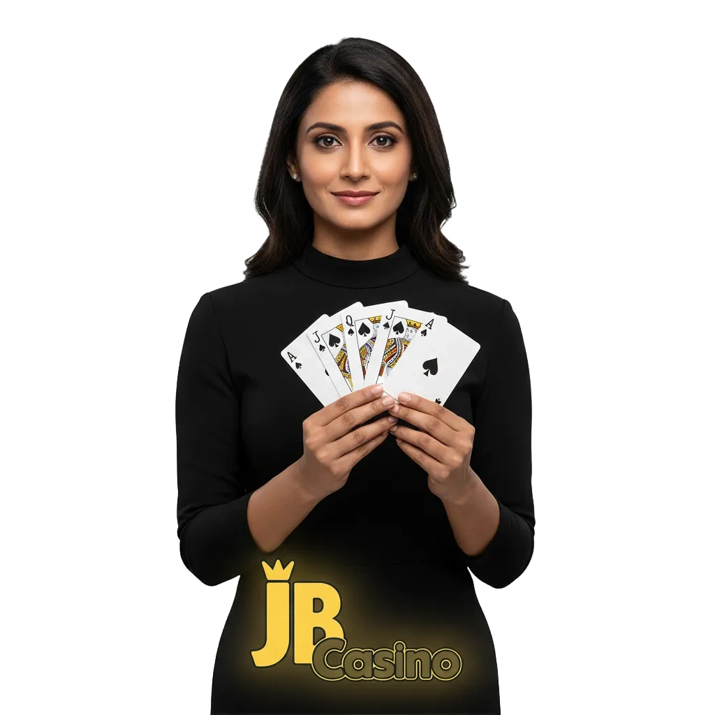 JB Casino India homepage showing slots, roulette, table, crash and live casino, mobile app, welcome offer, and 256-bit SSL