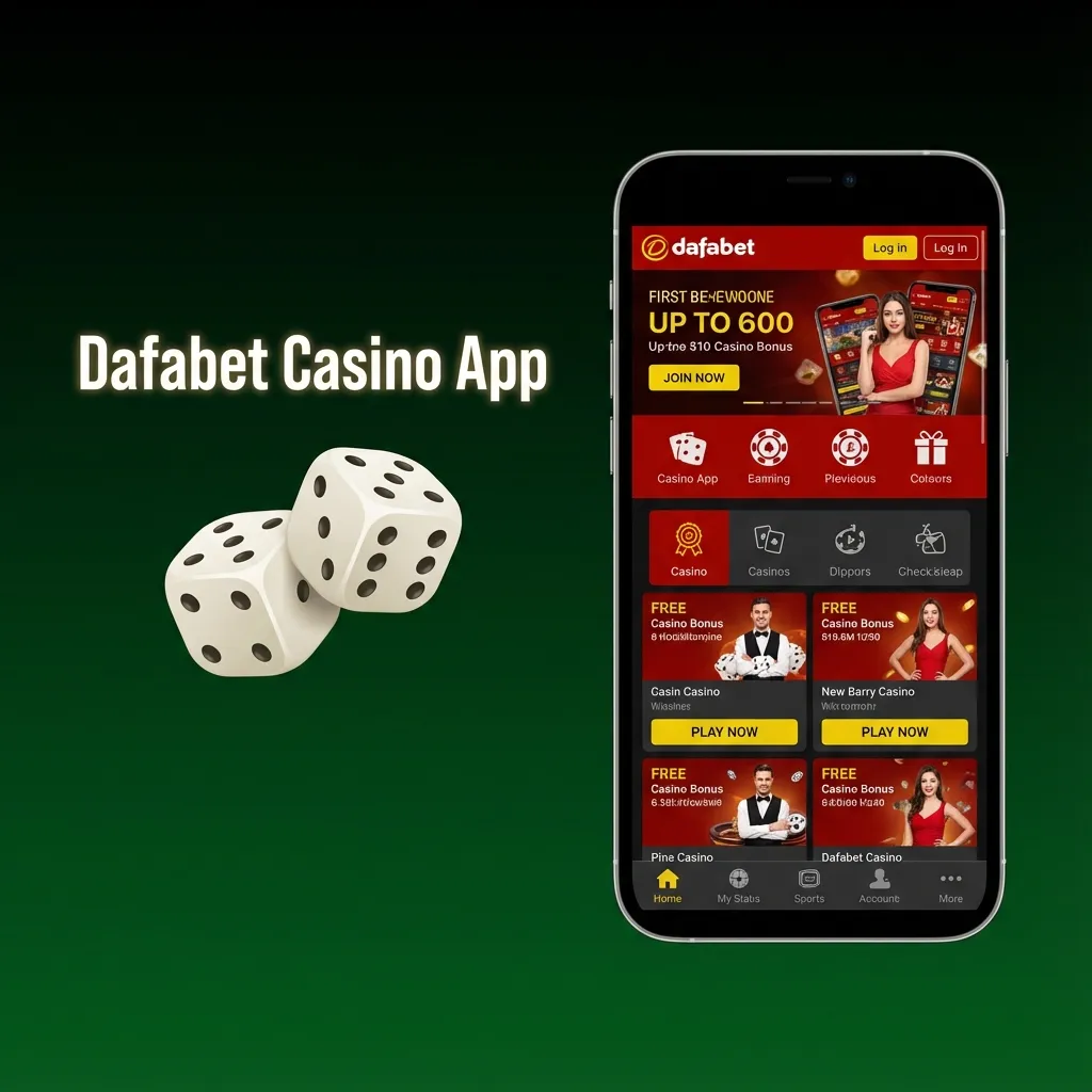 Dafabet Casino App interface showing slots, table games, and live dealer options with thousands of gaming titles