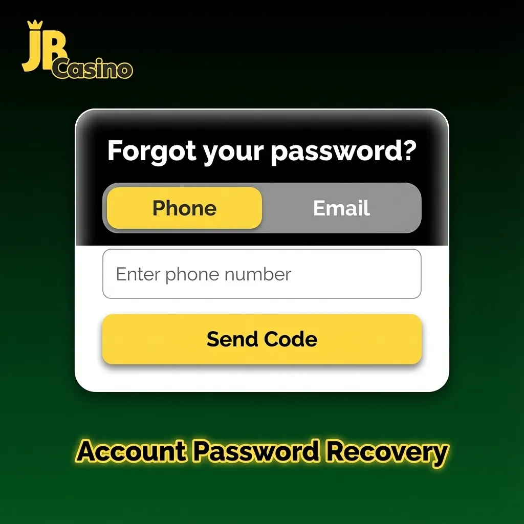 Login screen showing 'Forgot Password' link with email and mobile recovery options for account password reset